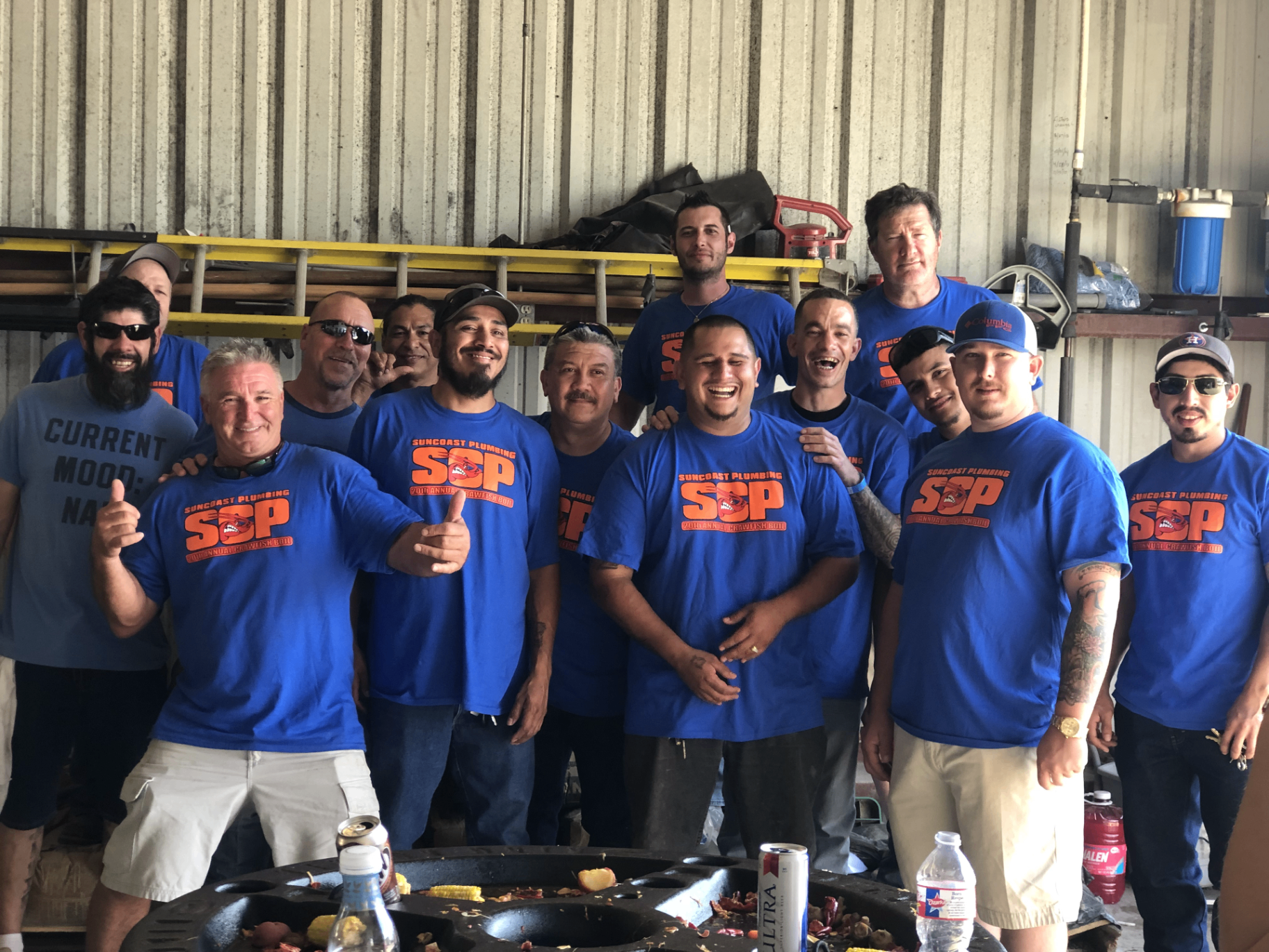 Suncoast Plumbing team at the annual crawfish boil